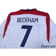 Photo4: England Euro 2004 Home Long Sleeve Shirt #7 Beckham