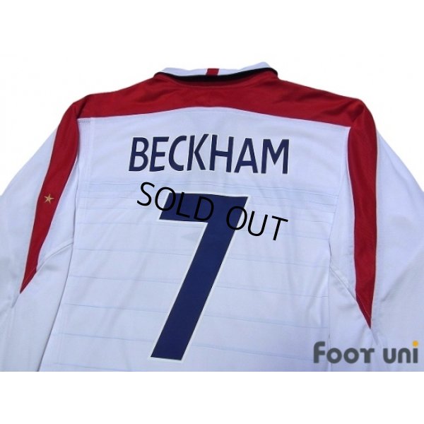 Photo4: England Euro 2004 Home Long Sleeve Shirt #7 Beckham