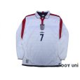 Photo1: England Euro 2004 Home Long Sleeve Shirt #7 Beckham (1)