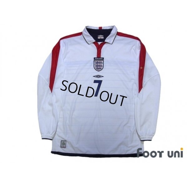 Photo1: England Euro 2004 Home Long Sleeve Shirt #7 Beckham