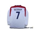 Photo2: England Euro 2004 Home Long Sleeve Shirt #7 Beckham (2)