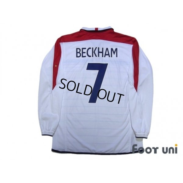 Photo2: England Euro 2004 Home Long Sleeve Shirt #7 Beckham