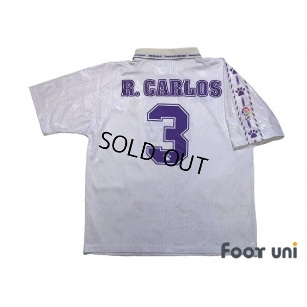 Photo2: Real Madrid 1996-1997 Home Shirt #3 Roberto Carlos LFP Patch/Badge