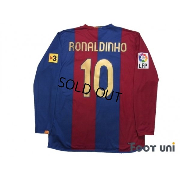 Photo2: FC Barcelona 2006-2007 Home Long Sleeve Shirt #10 Ronaldinho LFP Patch/Badge w/tags