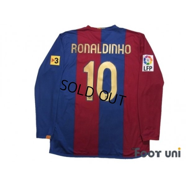 Photo2: FC Barcelona 2006-2007 Home Long Sleeve Shirt #10 Ronaldinho LFP Patch/Badge w/tags