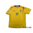 Photo1: Sweden 2006 Home Shirt #11 Larsson FIFA World Cup 2006 Germany Patch/Badge (1)