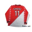 Photo2: AS Monaco 1999-2000 Home Long Sleeve Shirt #11 Simone (2)