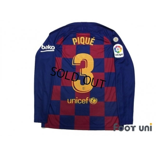 Photo2: FC Barcelona 2019-2020 Home Long Sleeve Shirt #3 Pique La Liga Patch/Badge