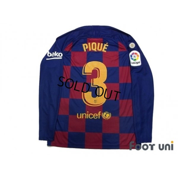 Photo2: FC Barcelona 2019-2020 Home Long Sleeve Shirt #3 Pique La Liga Patch/Badge