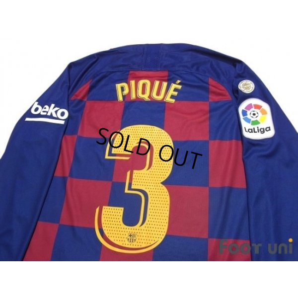 Photo4: FC Barcelona 2019-2020 Home Long Sleeve Shirt #3 Pique La Liga Patch/Badge