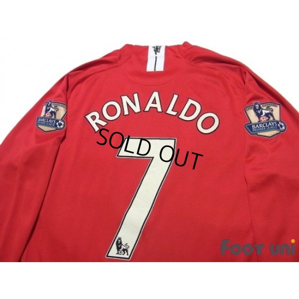 Photo4: Manchester United 2007-2009 Home Long Sleeve Shirt #7 Ronaldo Champions Barclays Premier League Patch/Badge