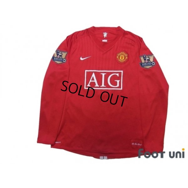 Photo1: Manchester United 2007-2009 Home Long Sleeve Shirt #7 Ronaldo Champions Barclays Premier League Patch/Badge