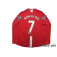 Photo2: Manchester United 2007-2009 Home Long Sleeve Shirt #7 Ronaldo Champions Barclays Premier League Patch/Badge (2)