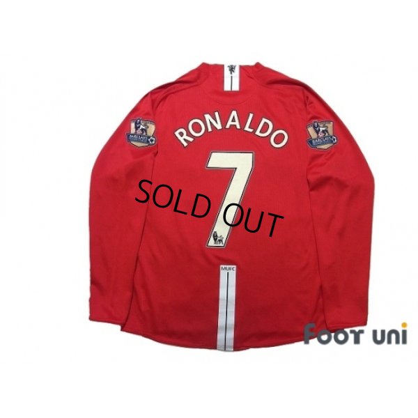 Photo2: Manchester United 2007-2009 Home Long Sleeve Shirt #7 Ronaldo Champions Barclays Premier League Patch/Badge