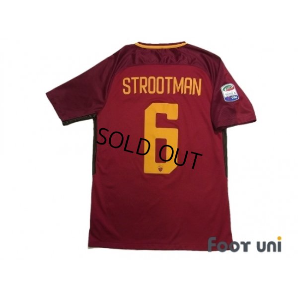 Photo2: AS Roma 2017-2018 Home Shirt #6 Strootman Serie A Tim Patch/Badge