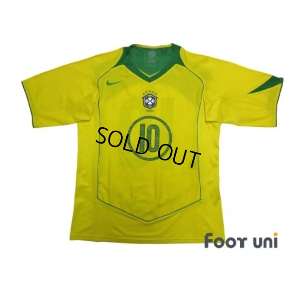 Photo1: Brazil 2004 Home Shirt #10 Ronaldinho