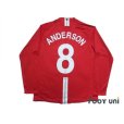 Photo2: Manchester United 2007-2009 Home Long Sleeve Shirt #8 Anderson (2)