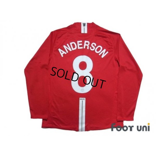 Photo2: Manchester United 2007-2009 Home Long Sleeve Shirt #8 Anderson