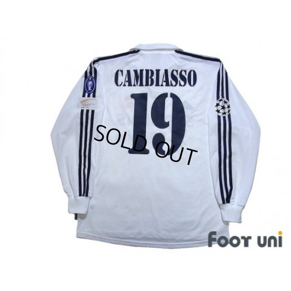 Photo2: Real Madrid 2002-2003 Home Long Sleeve Shirt #19 Cambiasso Centenario Patch/Badge