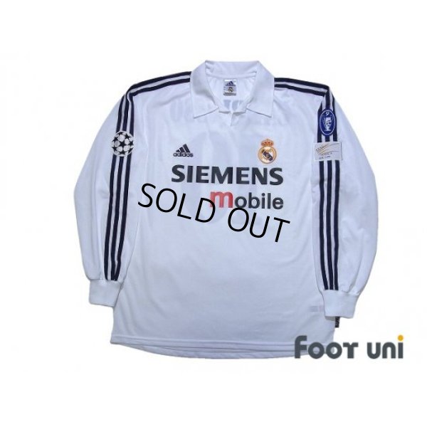 Photo1: Real Madrid 2002-2003 Home Long Sleeve Shirt #19 Cambiasso Centenario Patch/Badge