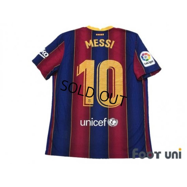 Photo2: FC Barcelona 2020-2021 Home Authentic Shirt and Shorts Set #10 Messi La Liga Patch/Badge