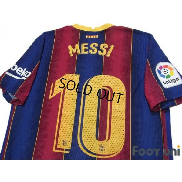 Photo4: FC Barcelona 2020-2021 Home Authentic Shirt and Shorts Set #10 Messi La Liga Patch/Badge