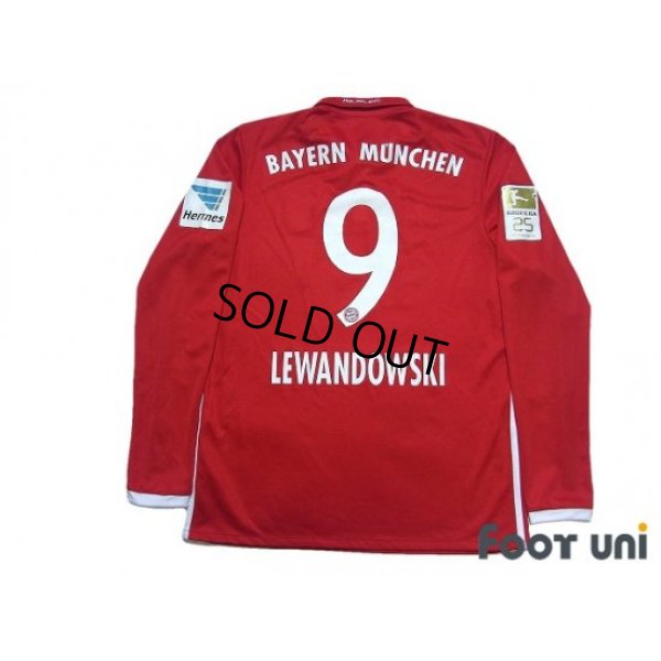 Photo2: Bayern Munchen 2016-2017 Home Long Sleeve Shirt #9 Lewandowski Bundesliga Patch/Badge