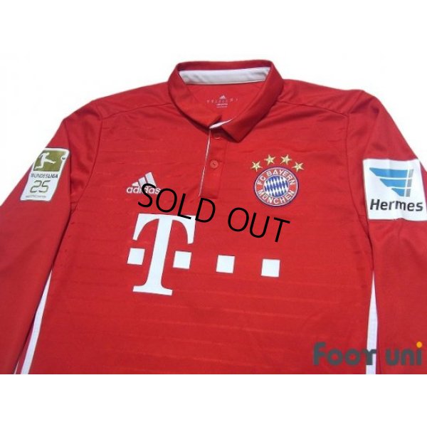 Photo3: Bayern Munchen 2016-2017 Home Long Sleeve Shirt #9 Lewandowski Bundesliga Patch/Badge