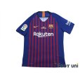 Photo1: FC Barcelona 2018-2019 Home Authentic Shirt #8 Andres Iniesta Last match print La Liga Patch/Badge  (1)