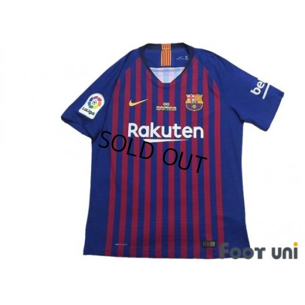 Photo1: FC Barcelona 2018-2019 Home Authentic Shirt #8 Andres Iniesta Last match print La Liga Patch/Badge 