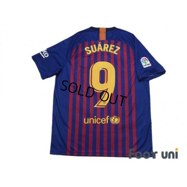 Photo2: FC Barcelona 2018-2019 Home Shirt #9 Luis Suarez La Liga Patch/Badge