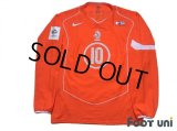 Netherlands Euro 2004 Home Authentic Long Sleeve Shirt #10 Van der Vaart