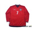 Photo1: England 2002 Away Long Sleeve Shirt #7 Beckham (1)