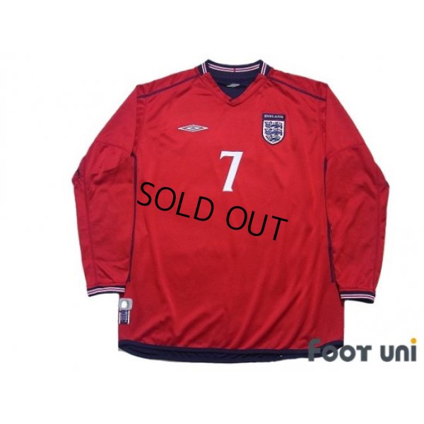 Photo1: England 2002 Away Long Sleeve Shirt #7 Beckham