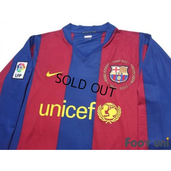 Photo3: FC Barcelona 2007-2008 Home Long Sleeve Shirt #10 Ronaldinho LFP Patch/Badge 50th anniversary of Camp Nou