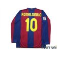 Photo2: FC Barcelona 2007-2008 Home Long Sleeve Shirt #10 Ronaldinho LFP Patch/Badge 50th anniversary of Camp Nou (2)