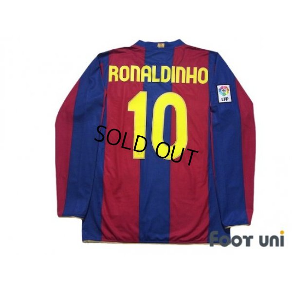 Photo2: FC Barcelona 2007-2008 Home Long Sleeve Shirt #10 Ronaldinho LFP Patch/Badge 50th anniversary of Camp Nou