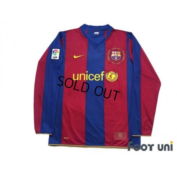 Photo1: FC Barcelona 2007-2008 Home Long Sleeve Shirt #10 Ronaldinho LFP Patch/Badge 50th anniversary of Camp Nou