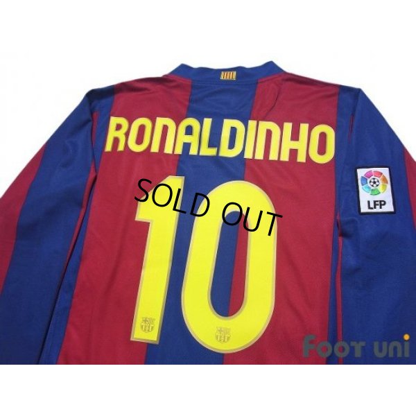 Photo4: FC Barcelona 2007-2008 Home Long Sleeve Shirt #10 Ronaldinho LFP Patch/Badge 50th anniversary of Camp Nou