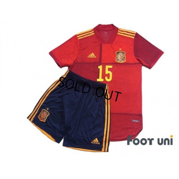 Photo1: Spain 2020 Home Authentic Shirt and Shorts Set #15 Sergio Ramos