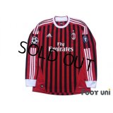 AC Milan 2011-2012 Home Long Sleeve Shirt Champions League Patch/Badge