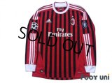 AC Milan 2011-2012 Home Long Sleeve Shirt Champions League Patch/Badge