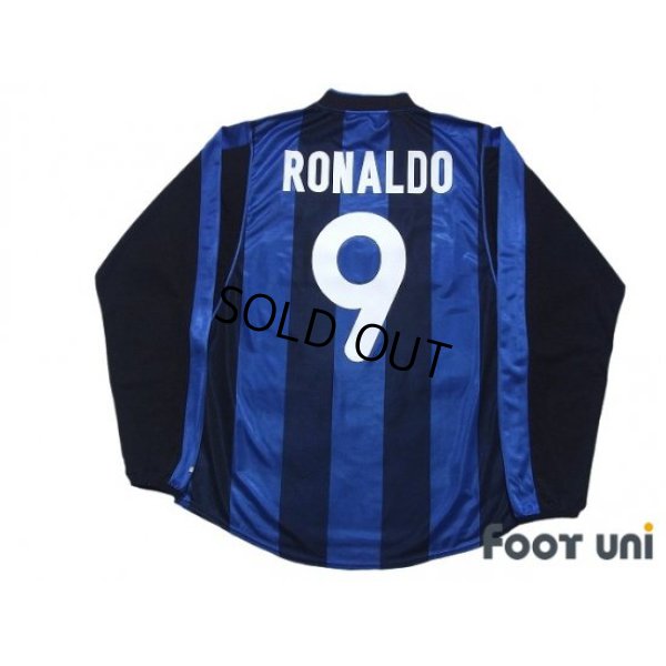 Photo2: Inter Milan 2000-2001 Home Long Sleeve Shirt #9 Ronaldo