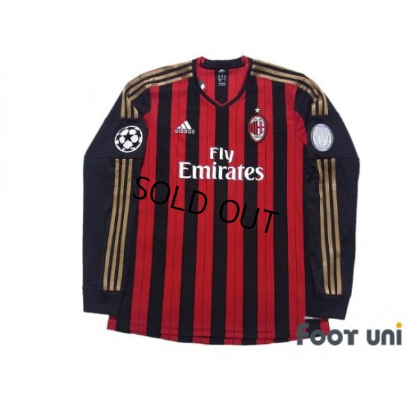 Photo1: AC Milan 2013-2014 Home Long Sleeve Shirt Champions League model Big Year Patch/Badge