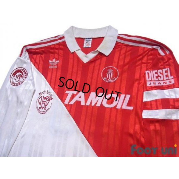 Photo3: AS Monaco 1992-1994 Home Long Sleeve Shirt #13 With sub-sponsor