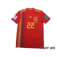 Photo1: Spain 2018 Home Shirt #22 Isco FIFA World Cup Russia 2018 Patch/Badge w/tags (1)