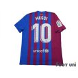 Photo2: FC Barcelona 2021-2022 Home Authentic Shirt and Shorts Set #10 Messi La Liga Patch/Badge (2)