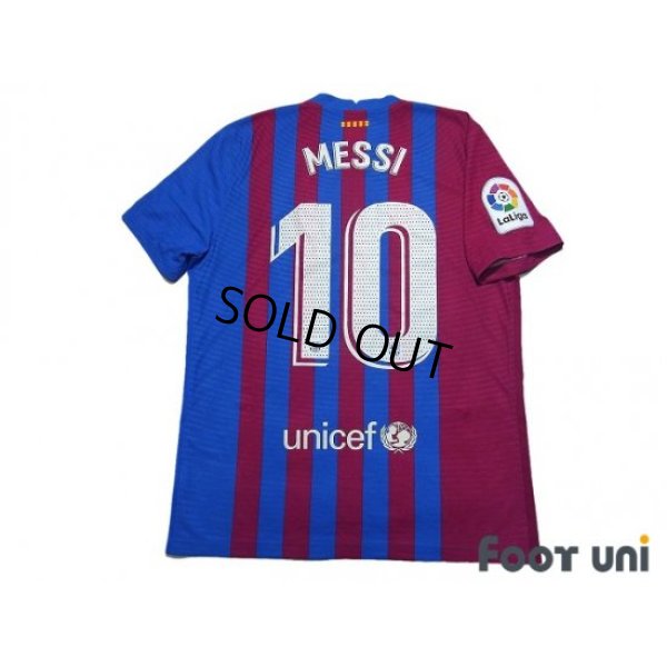 Photo2: FC Barcelona 2021-2022 Home Authentic Shirt and Shorts Set #10 Messi La Liga Patch/Badge