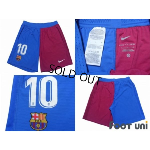Photo8: FC Barcelona 2021-2022 Home Authentic Shirt and Shorts Set #10 Messi La Liga Patch/Badge