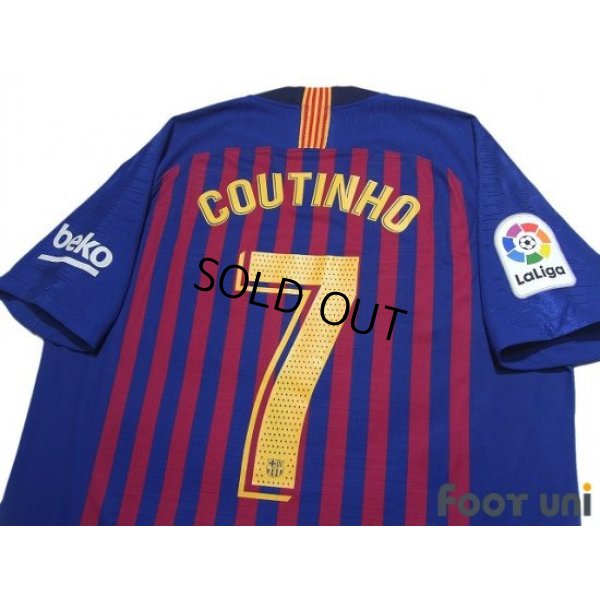 Photo4: FC Barcelona 2018-2019 Home Authentic Shirt #7 Coutinho La Liga Patch/Badge